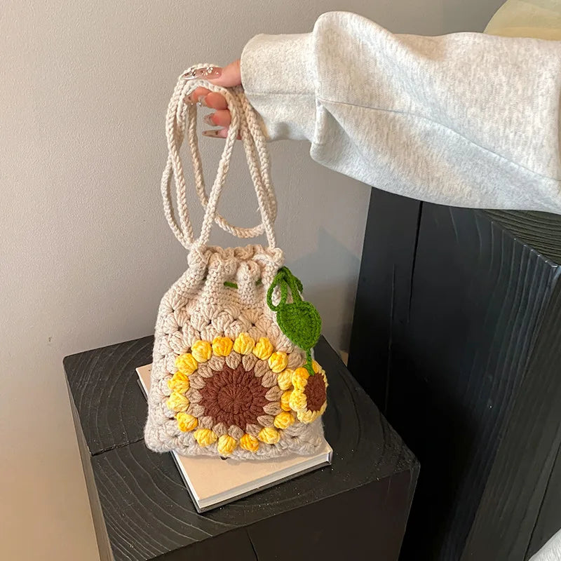 AuraCrochet™ Handmade Sunflower Phone Purse – Crochet Crossbody Bag for Smartphones